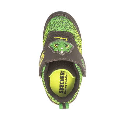 Charcoal-Lime - Side - Skechers Childrens-Kids Dinosaur Light Up Trainers