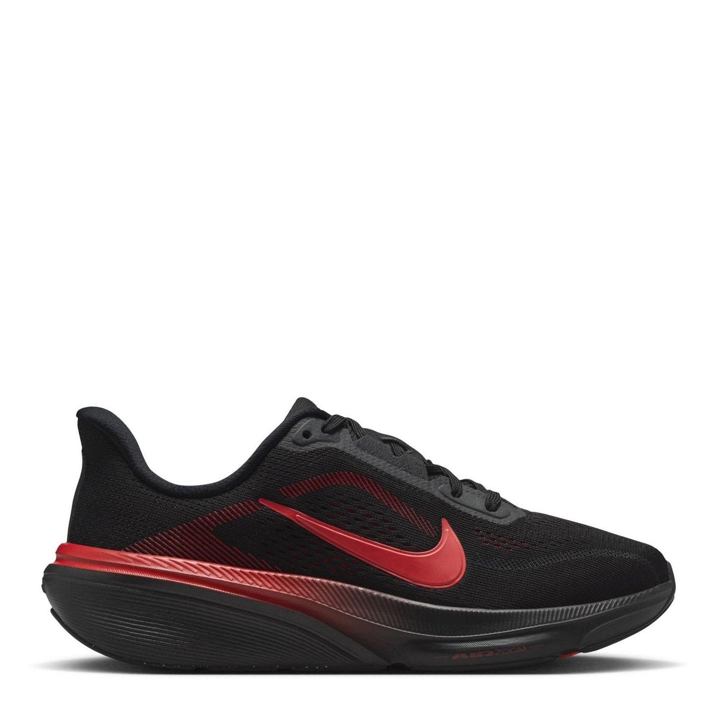 Black-Red - Front - Nike Childrens-Kids Air Zoom Cushioned Running Shoes