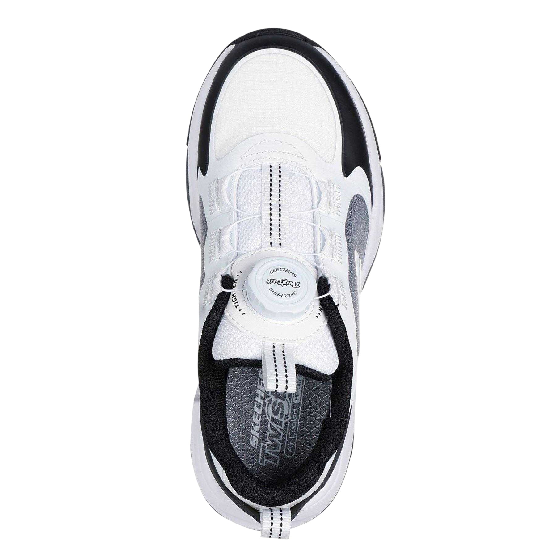White-Black - Side - Skechers Childrens-Kids Retrotech Contrast Trainers