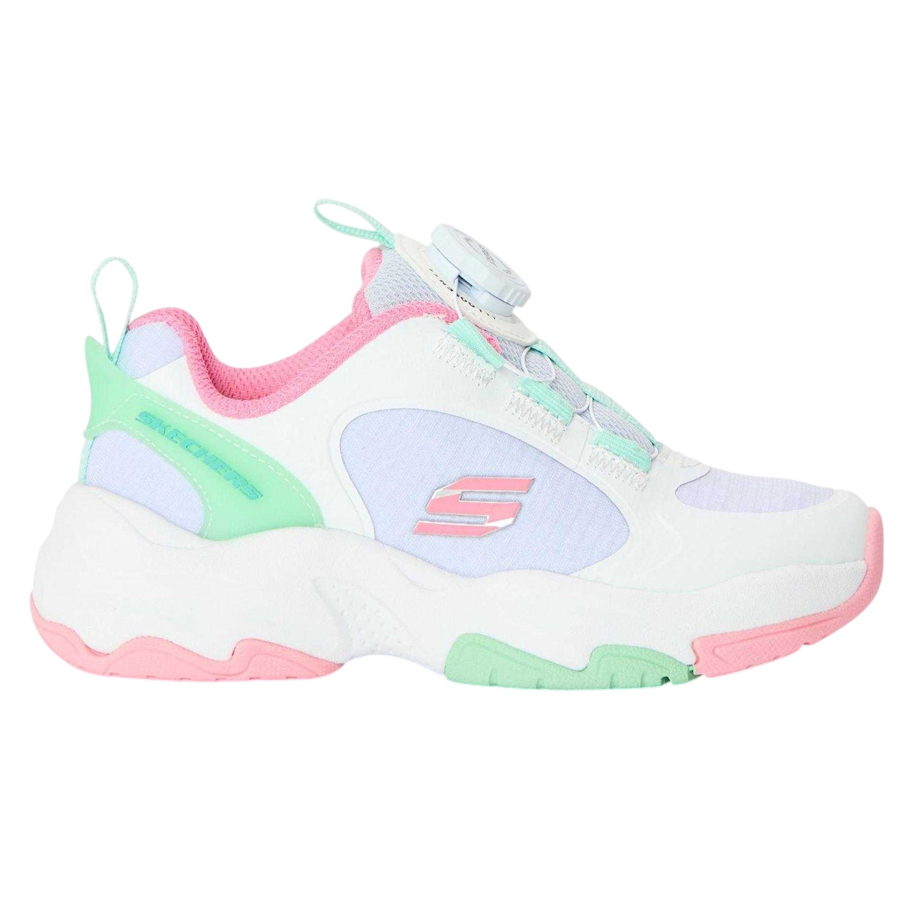 White-Green-Black - Front - Skechers Childrens-Kids Retrotech Contrast Trainers