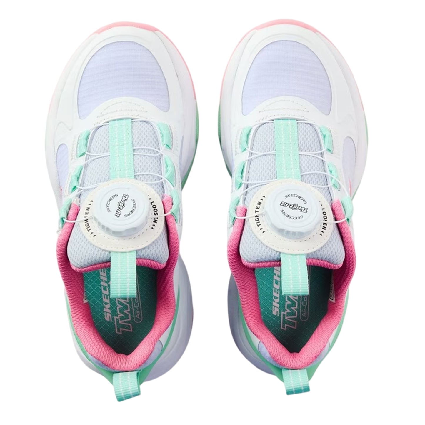 White-Green-Black - Side - Skechers Childrens-Kids Retrotech Contrast Trainers