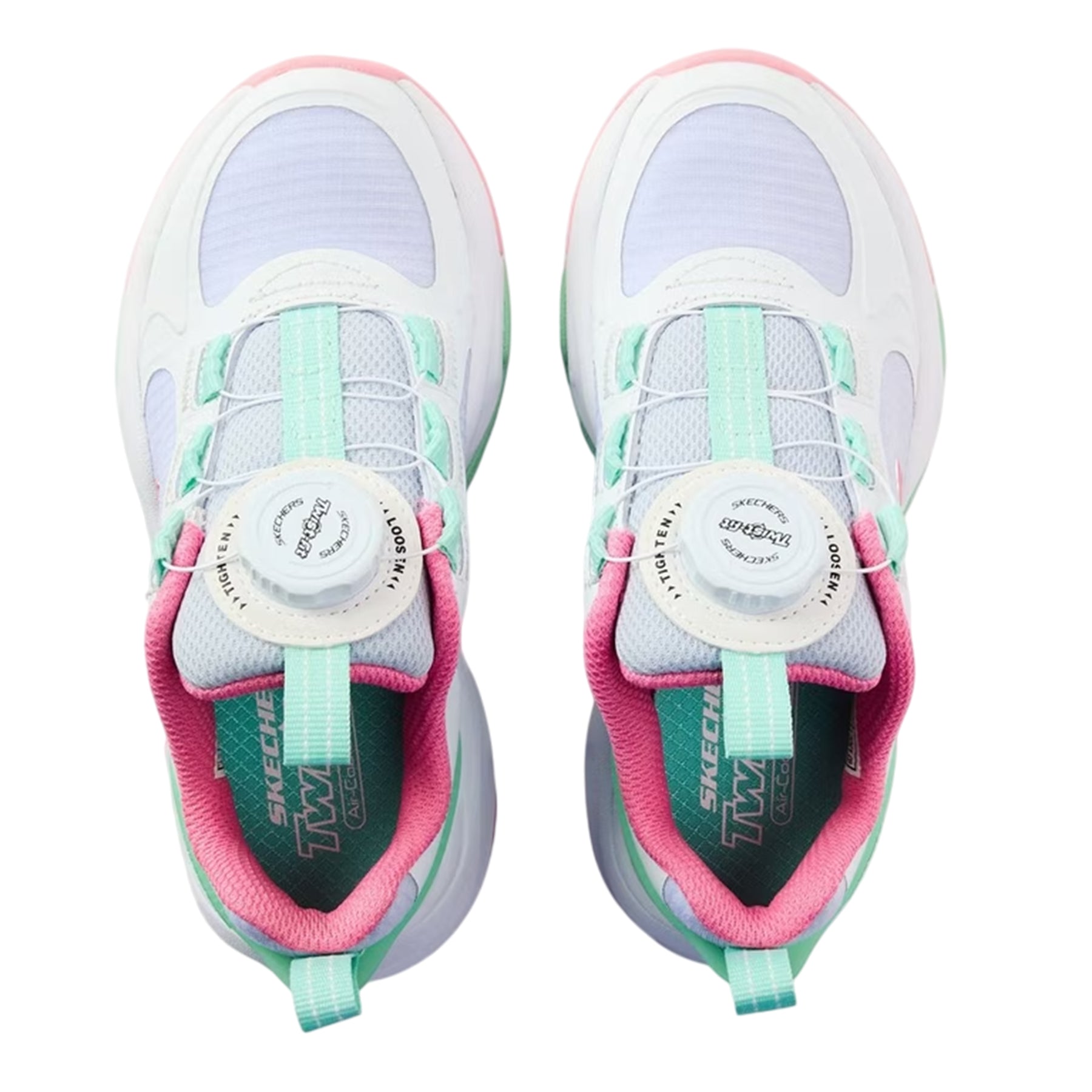 White-Green-Black - Side - Skechers Childrens-Kids Retrotech Contrast Trainers