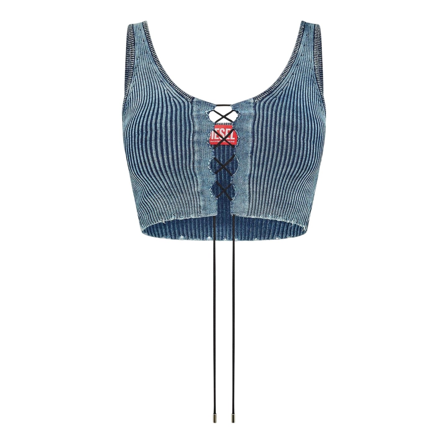 Blue - Front - Diesel Womens-Ladies Adone Maglia Knitted Crop Top