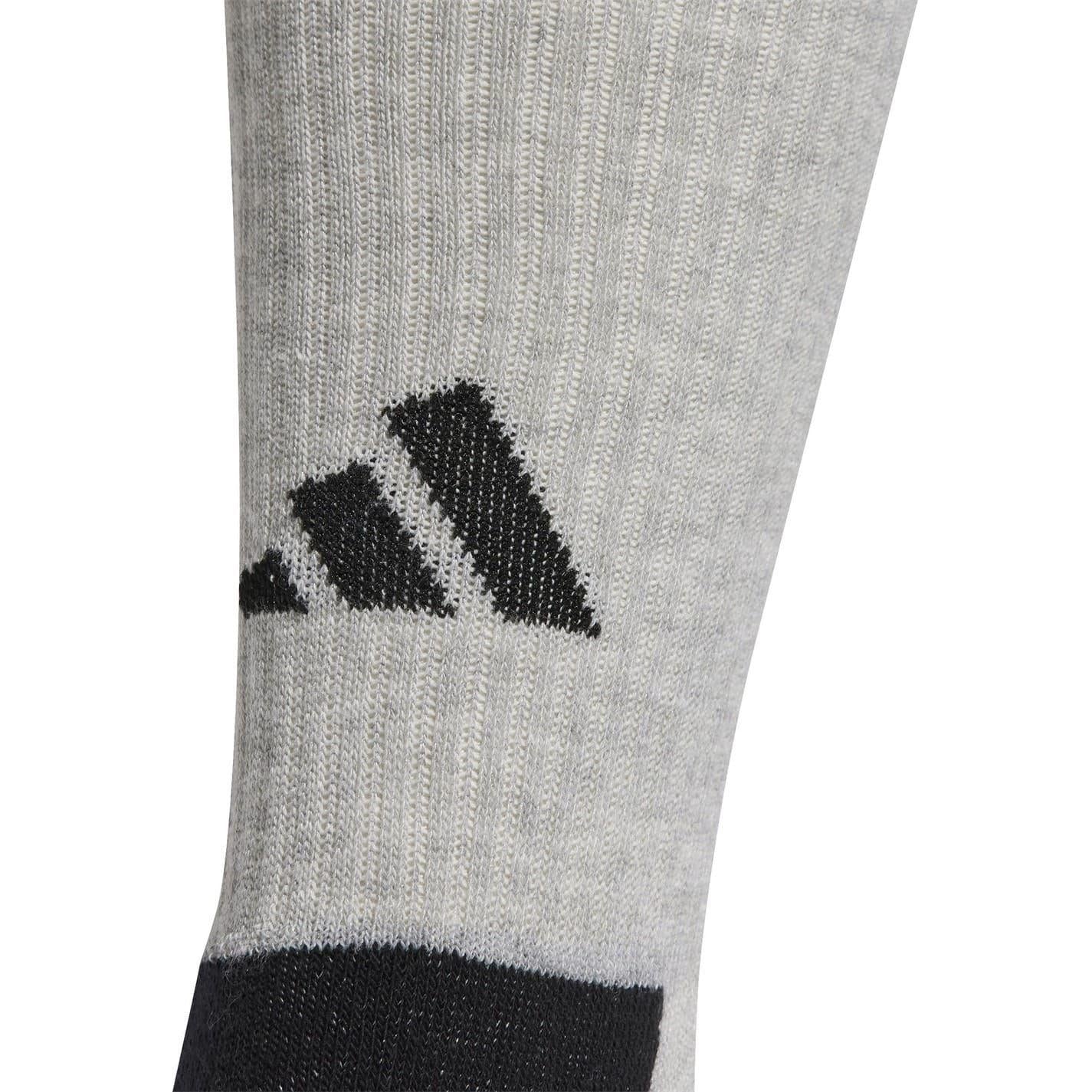 Grey-White-Black - Side - Adidas Childrens-Kids Aeroready Crew Socks (Pack of 6)