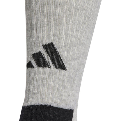 Grey-White-Black - Side - Adidas Childrens-Kids Aeroready Crew Socks (Pack of 6)