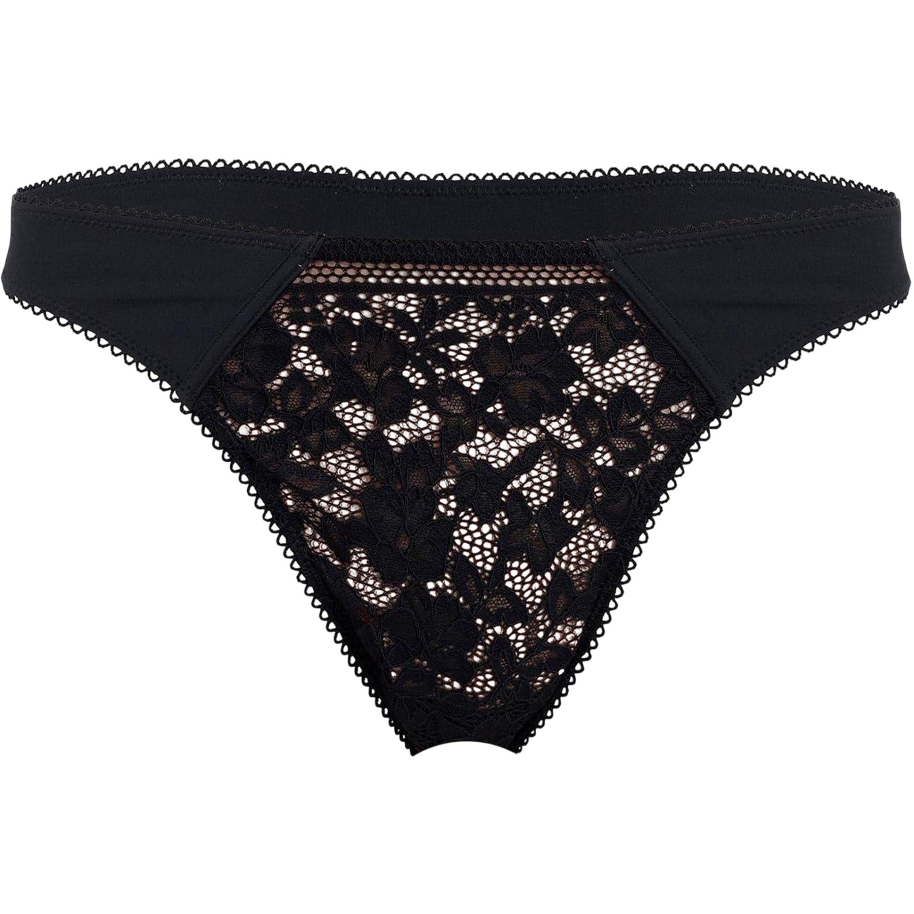Black - Front - Wolford Womens-Ladies Lace Straight Thong