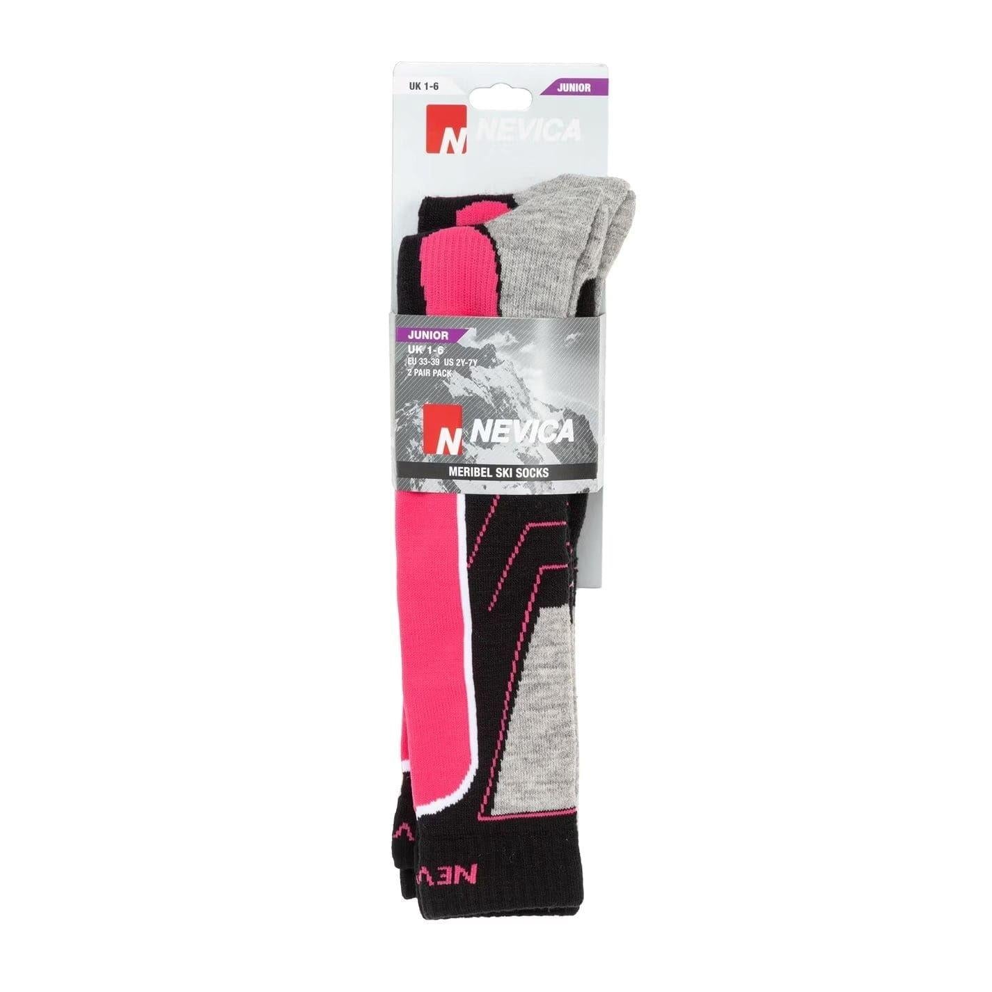 Pink - Pack Shot - Nevica Childrens-Kids Meribel Ski Socks (Pack of 2)