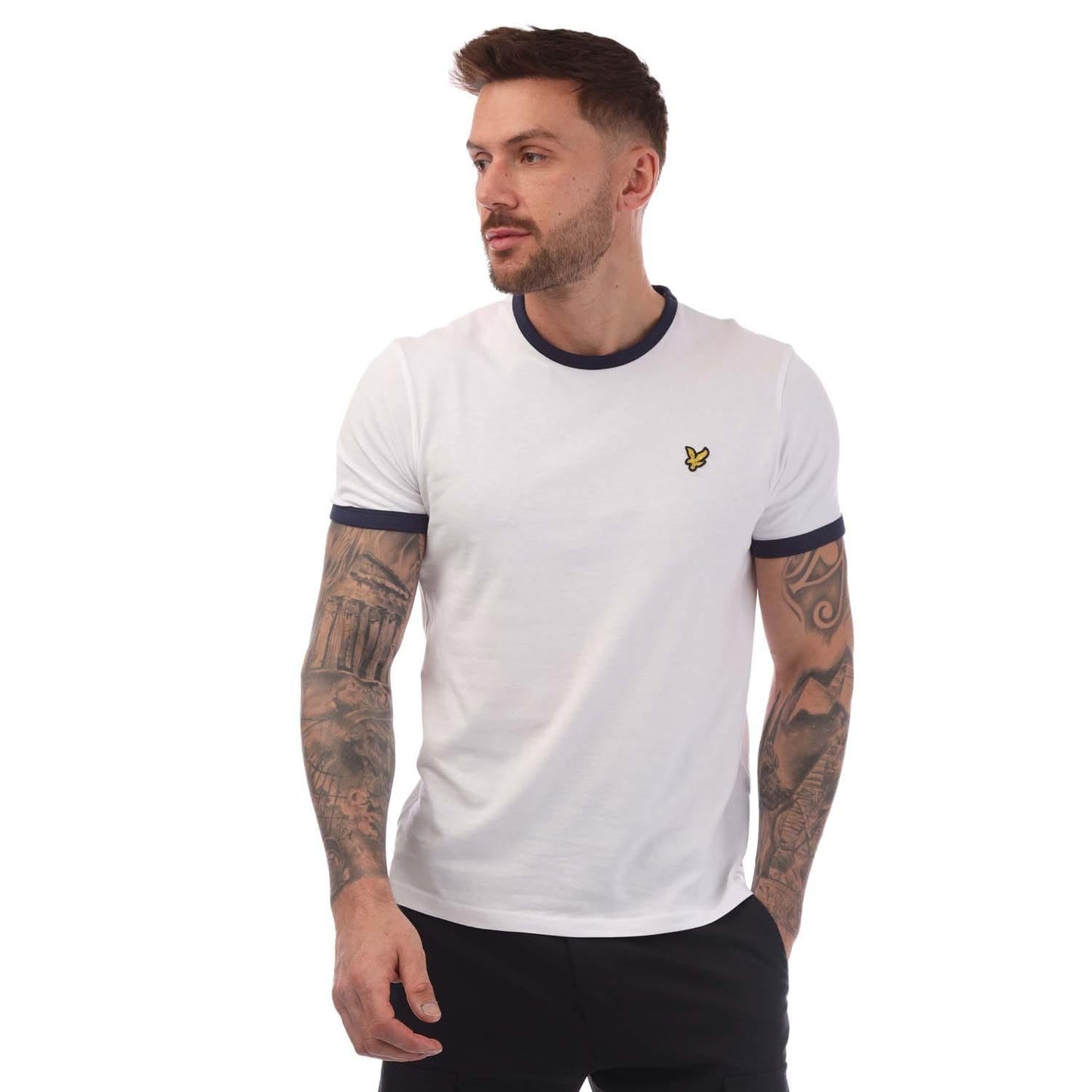 White-Navy - Front - Lyle & Scott Mens Ringer T-Shirt
