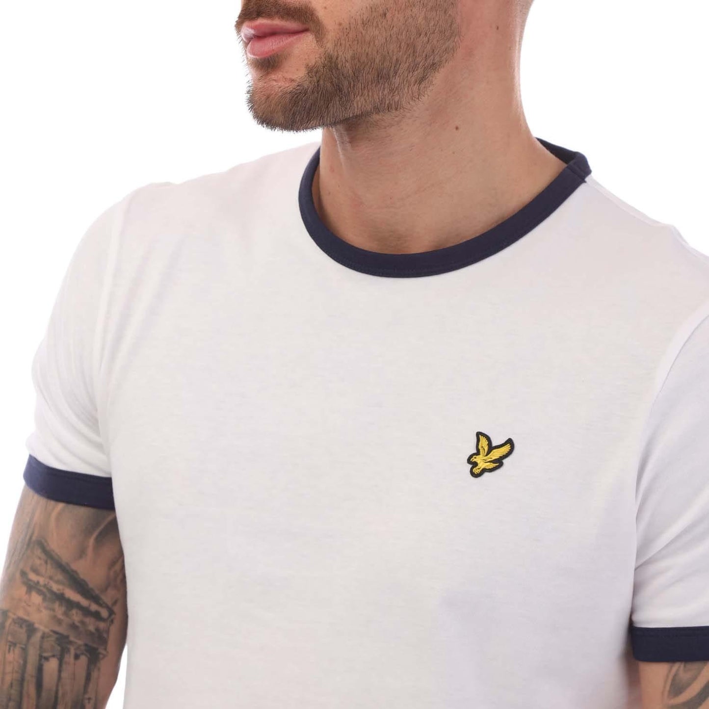 White-Navy - Back - Lyle & Scott Mens Ringer T-Shirt