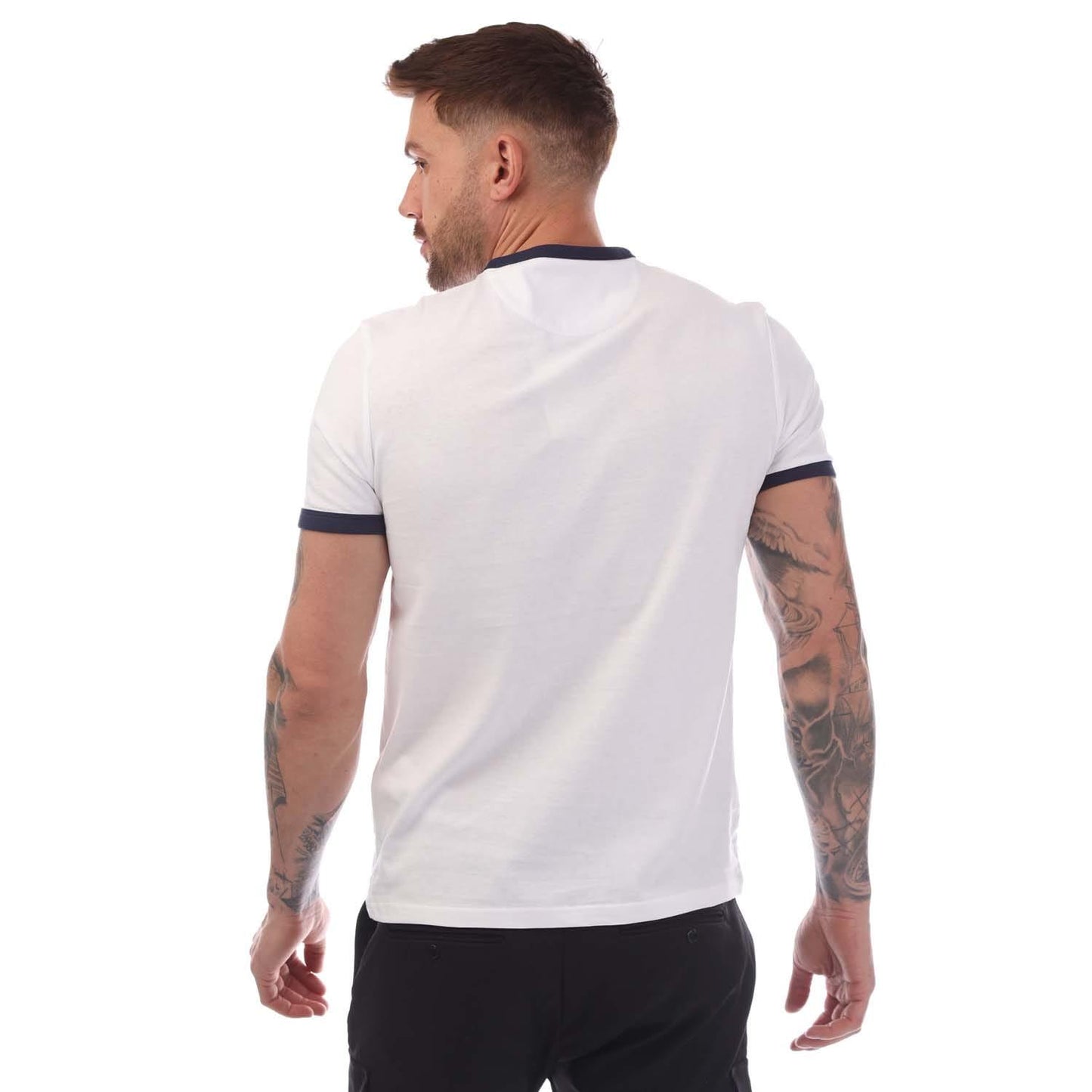 White-Navy - Side - Lyle & Scott Mens Ringer T-Shirt