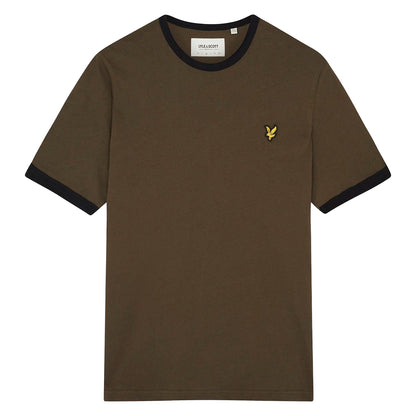 Olive - Front - Lyle & Scott Mens Ringer T-Shirt