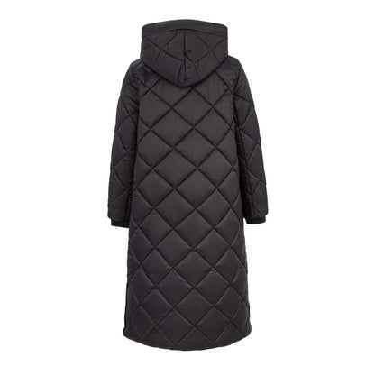 Black - Back - Firetrap Womens-Ladies Diamond Quilt Longline Jacket
