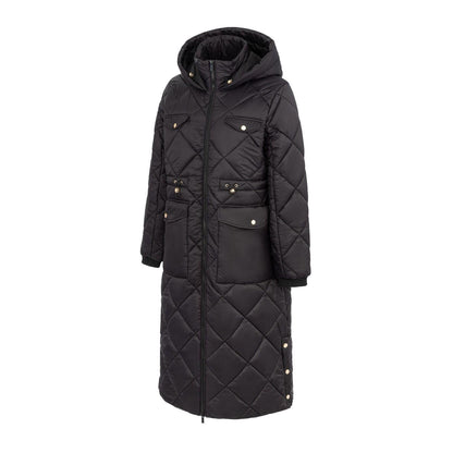 Black - Side - Firetrap Womens-Ladies Diamond Quilt Longline Jacket