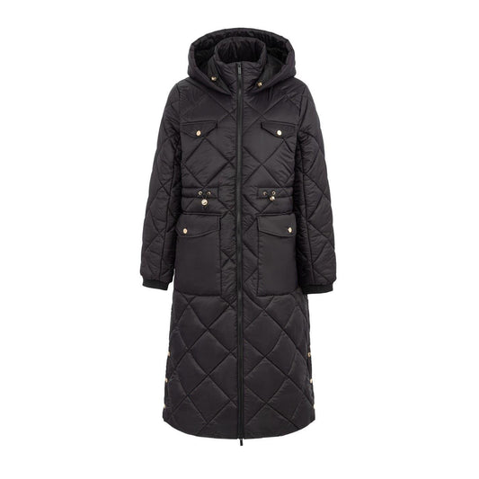 Black - Front - Firetrap Womens-Ladies Diamond Quilt Longline Jacket