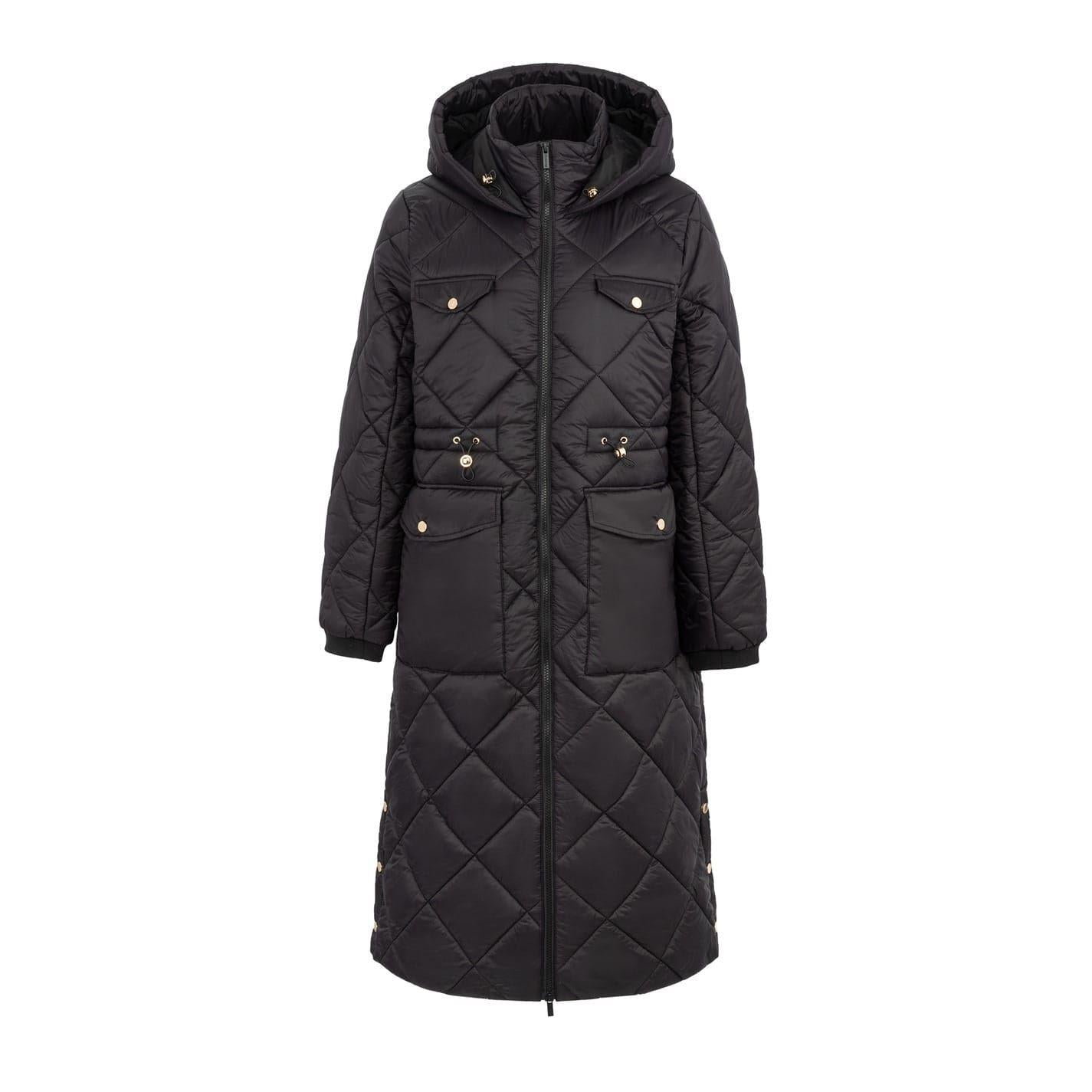 Black - Front - Firetrap Womens-Ladies Diamond Quilt Longline Jacket