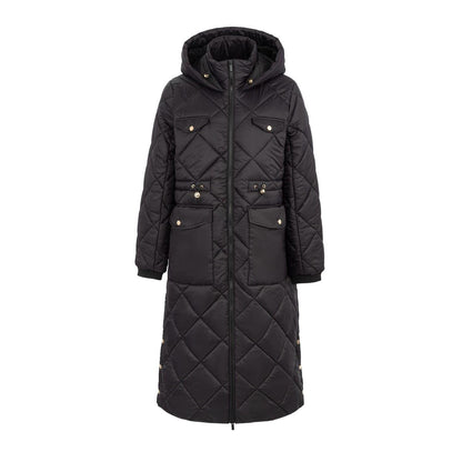 Black - Front - Firetrap Womens-Ladies Diamond Quilt Longline Jacket