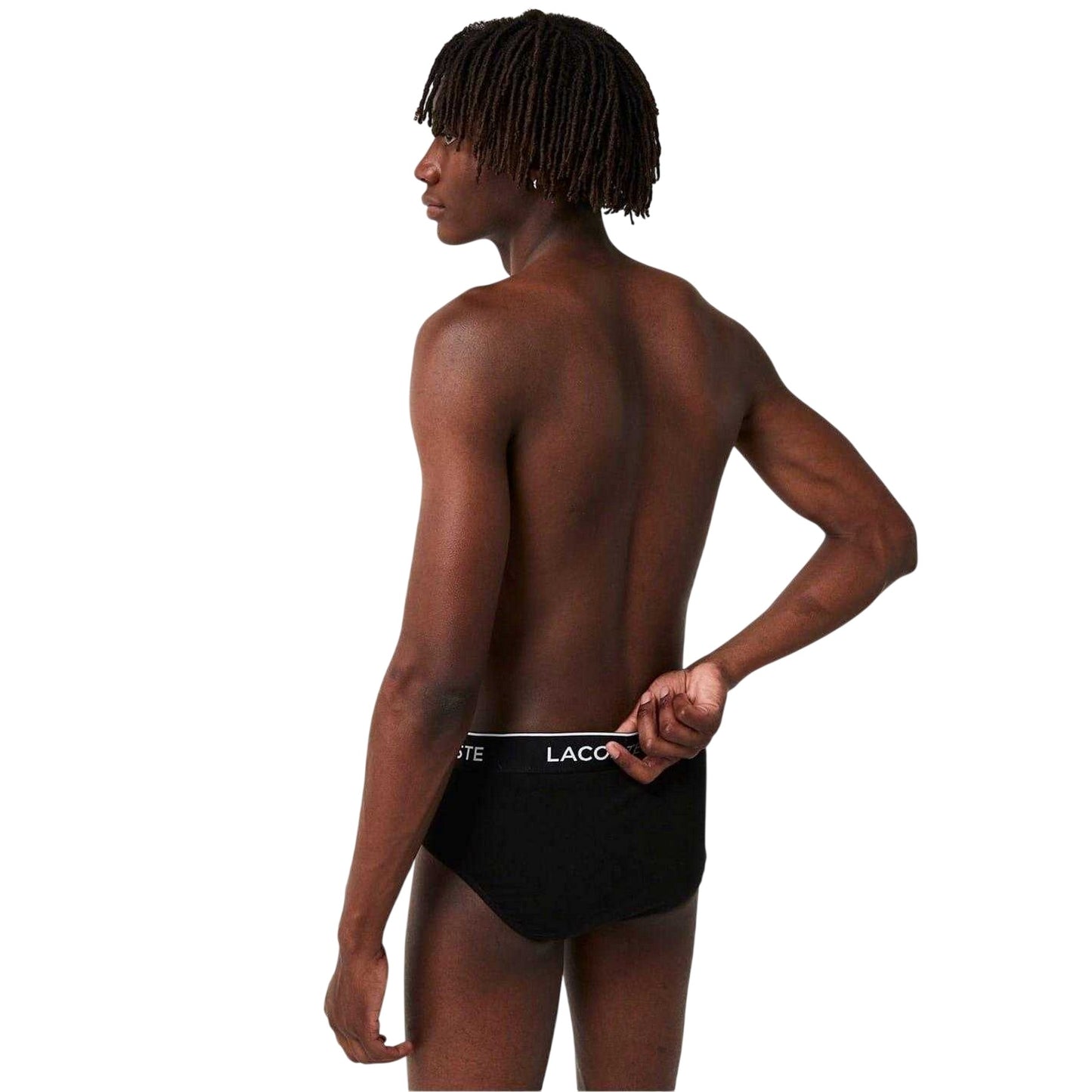 Black - Back - Lacoste Mens Logo Briefs (Pack of 3)