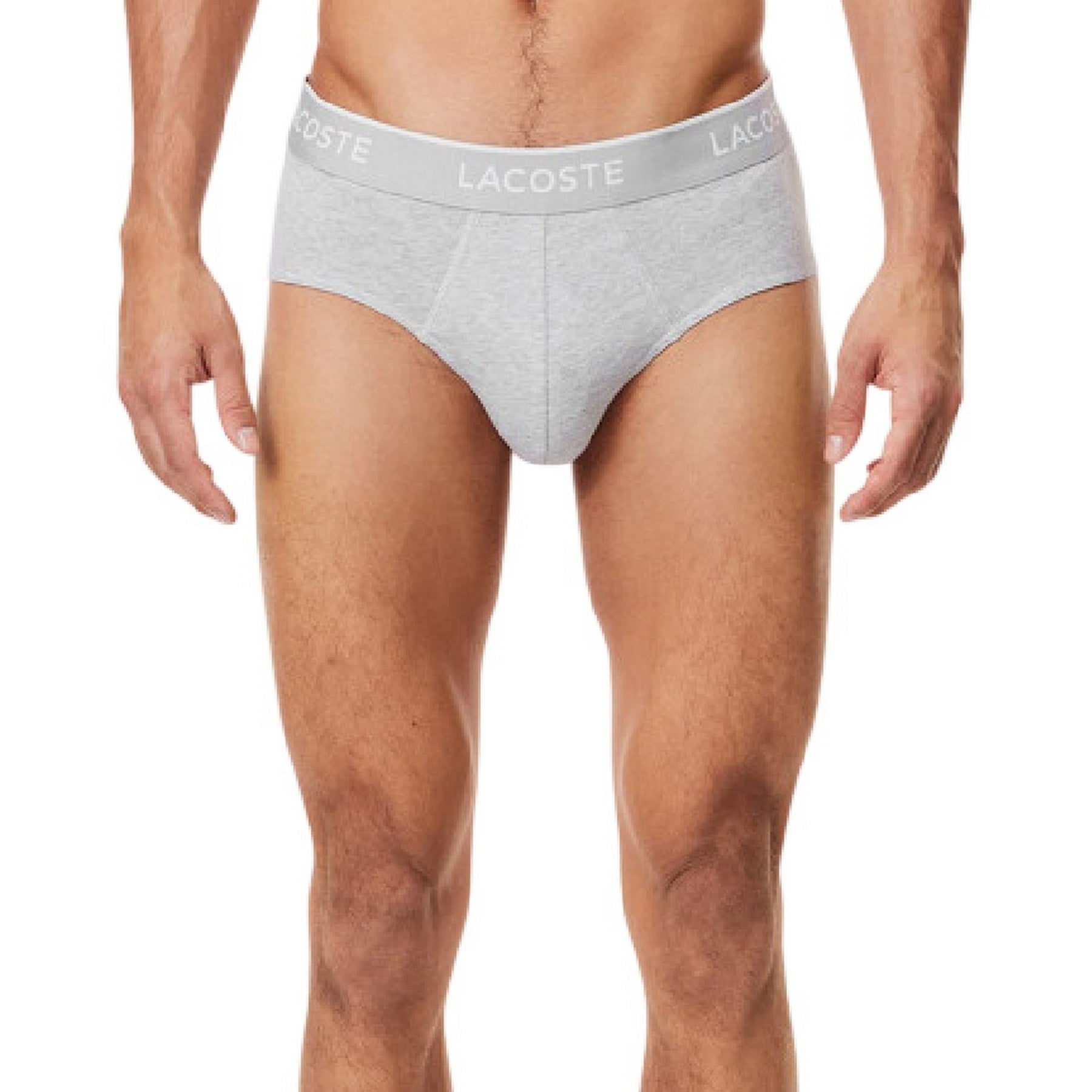 Black-White-Grey - Back - Lacoste Mens Logo Briefs (Pack of 3)