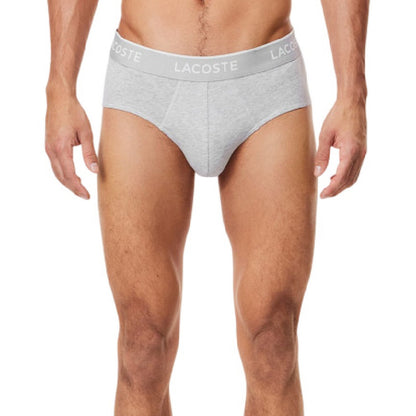 Black-White-Grey - Back - Lacoste Mens Logo Briefs (Pack of 3)