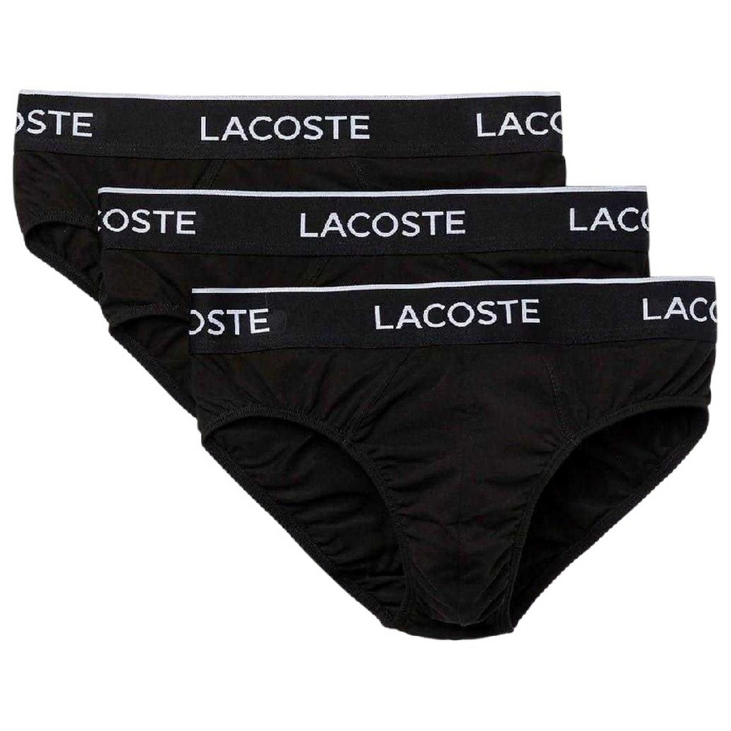 Black - Front - Lacoste Mens Logo Briefs (Pack of 3)
