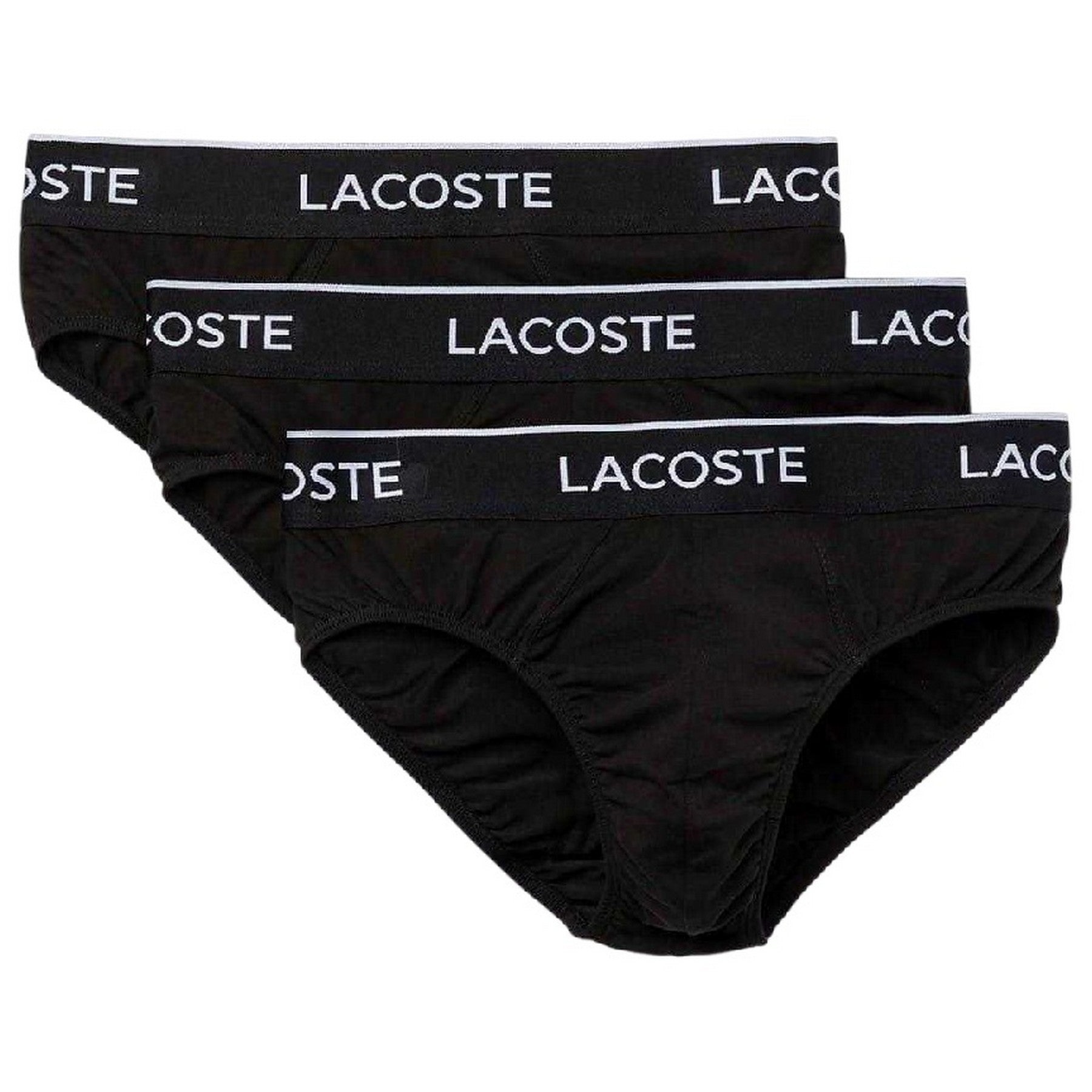 Black - Front - Lacoste Mens Logo Briefs (Pack of 3)