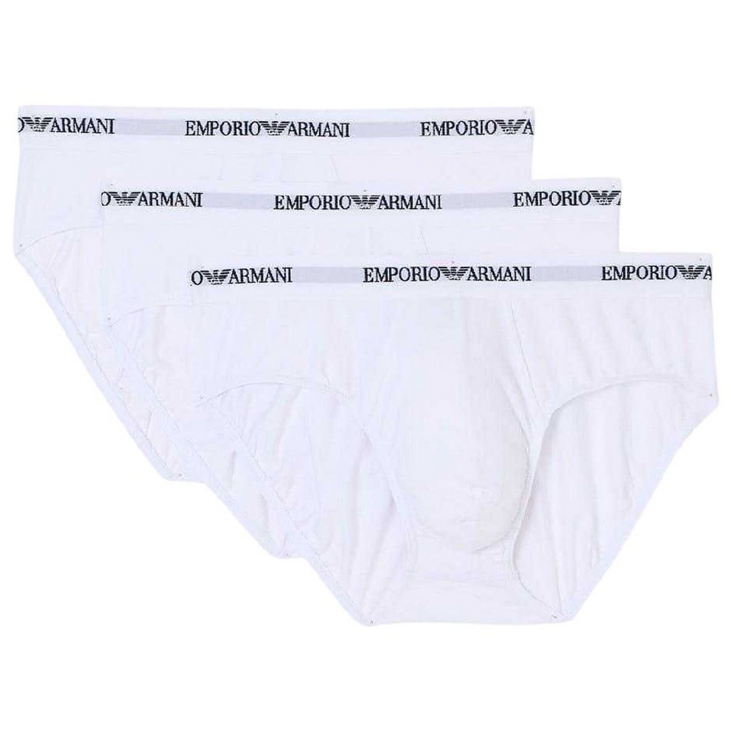 White - Front - Emporio Armani Mens Plain Briefs (Pack of 3)