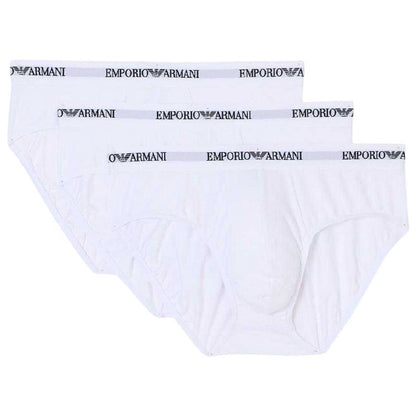 White - Front - Emporio Armani Mens Plain Briefs (Pack of 3)
