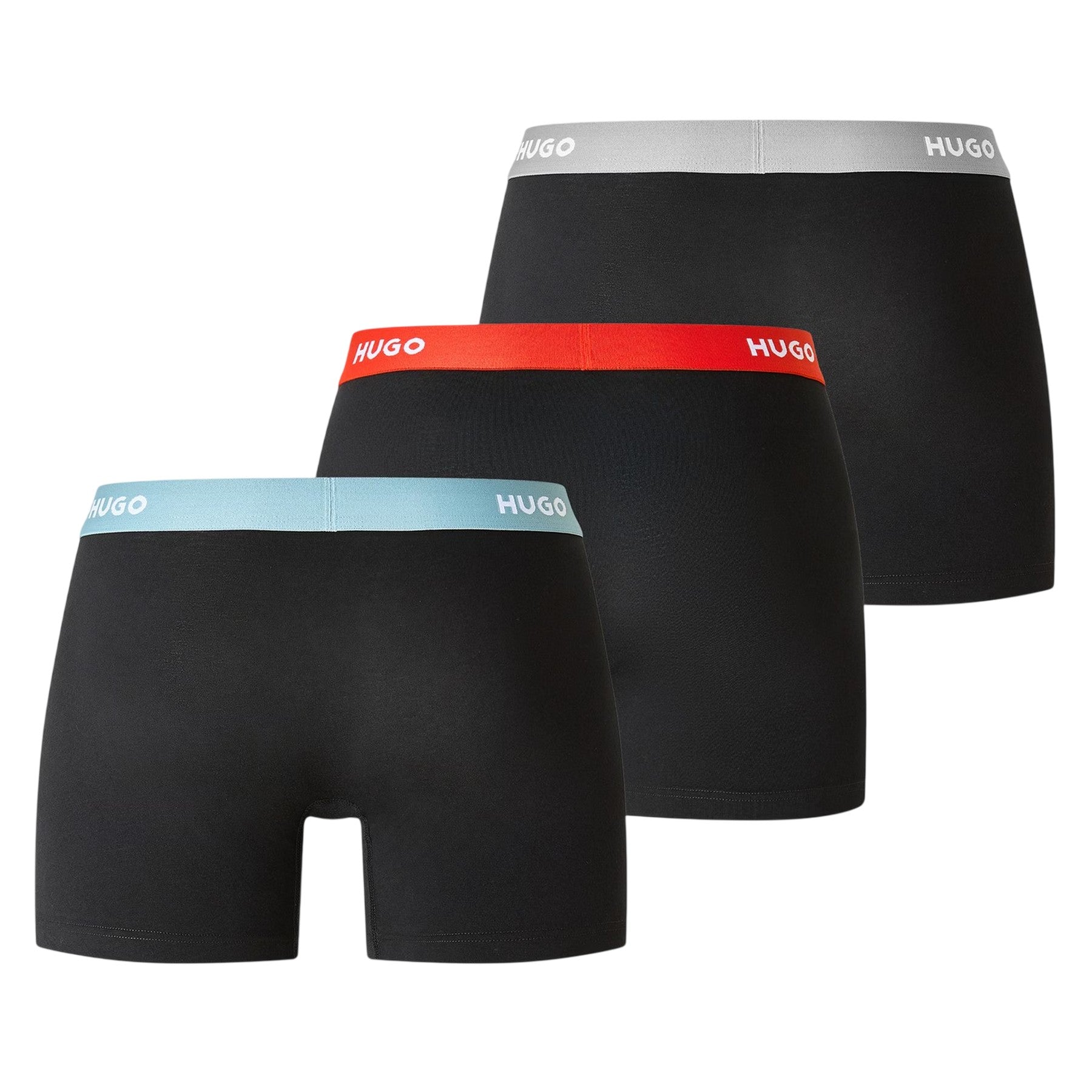 Black - Back - Hugo Mens Repeat Logo Boxer Briefs (Pack of 3)