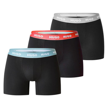Black - Front - Hugo Mens Repeat Logo Boxer Briefs (Pack of 3)
