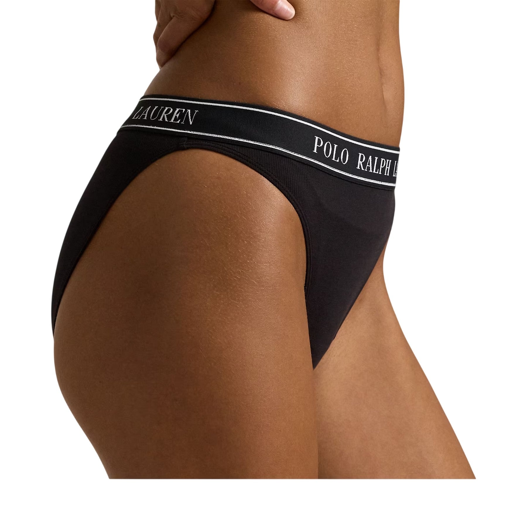Black - Back - Ralph Lauren Womens-Ladies Repeat Logo Mid Rise Hipster Briefs