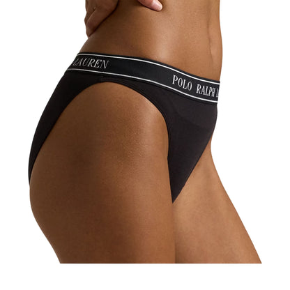 Black - Back - Ralph Lauren Womens-Ladies Repeat Logo Mid Rise Hipster Briefs