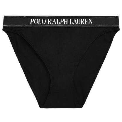 Black - Front - Ralph Lauren Womens-Ladies Repeat Logo Mid Rise Hipster Briefs