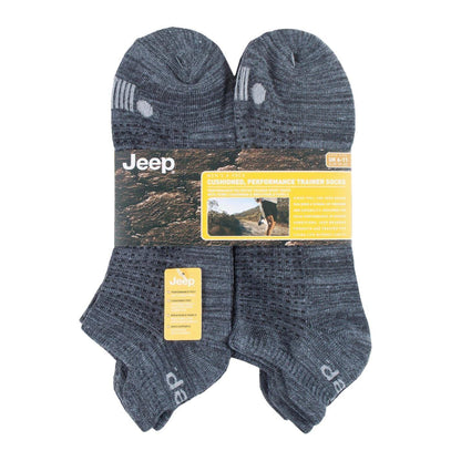 Charcoal - Back - Jeep Mens Cushioned Trainer Socks (Pack of 6)