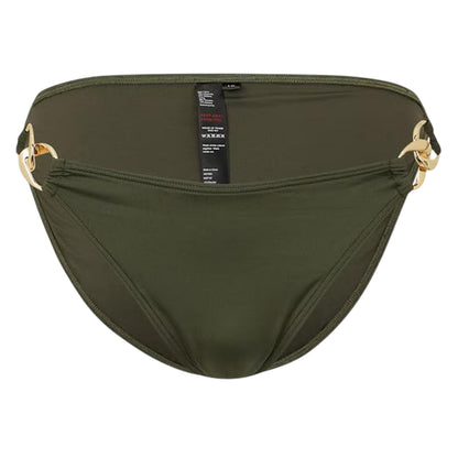 Khaki Green - Front - Biba Womens-Ladies Chain Detail High Leg Bikini Bottoms