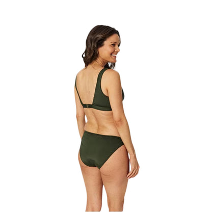 Khaki Green - Side - Biba Womens-Ladies Chain Detail High Leg Bikini Bottoms
