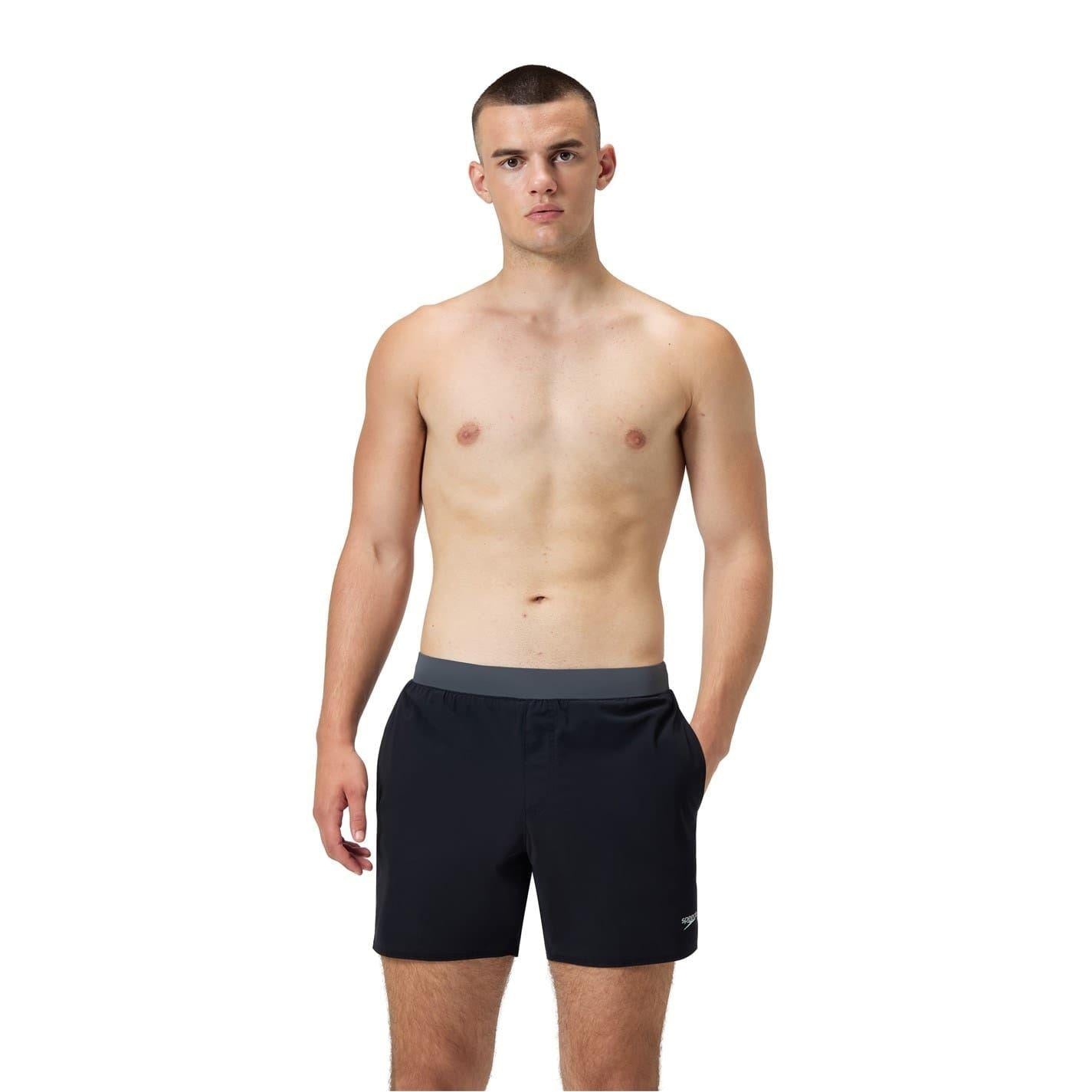 Anthracite - Side - Speedo Mens Lookout Volley 4 Way Stretch Zip Pocket Swim Shorts