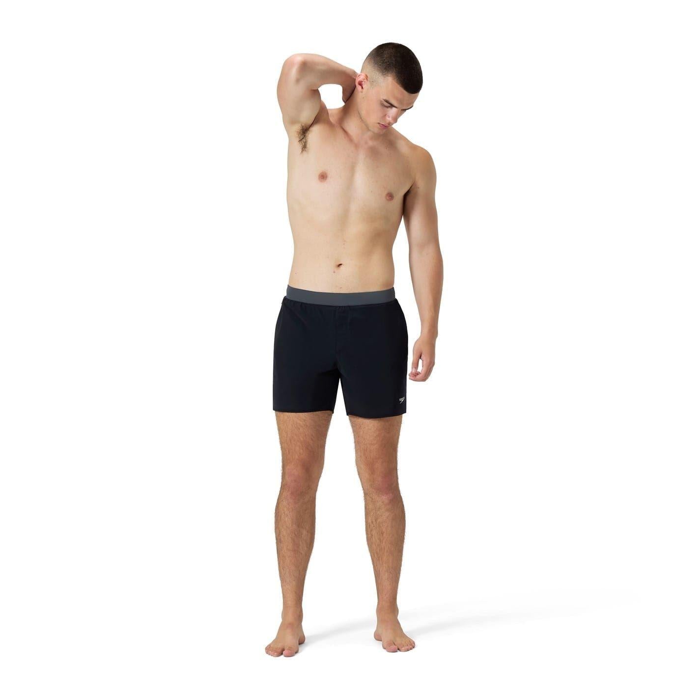 Anthracite - Pack Shot - Speedo Mens Lookout Volley 4 Way Stretch Zip Pocket Swim Shorts