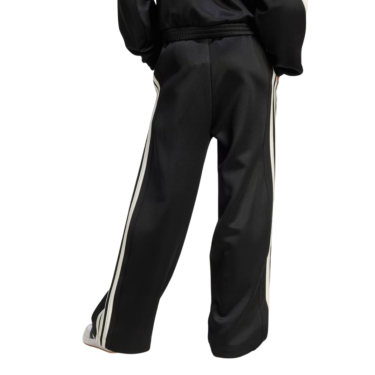 Black - Back - Adidas Womens-Ladies Firebird 3 Stripes Loose Jogging Bottoms