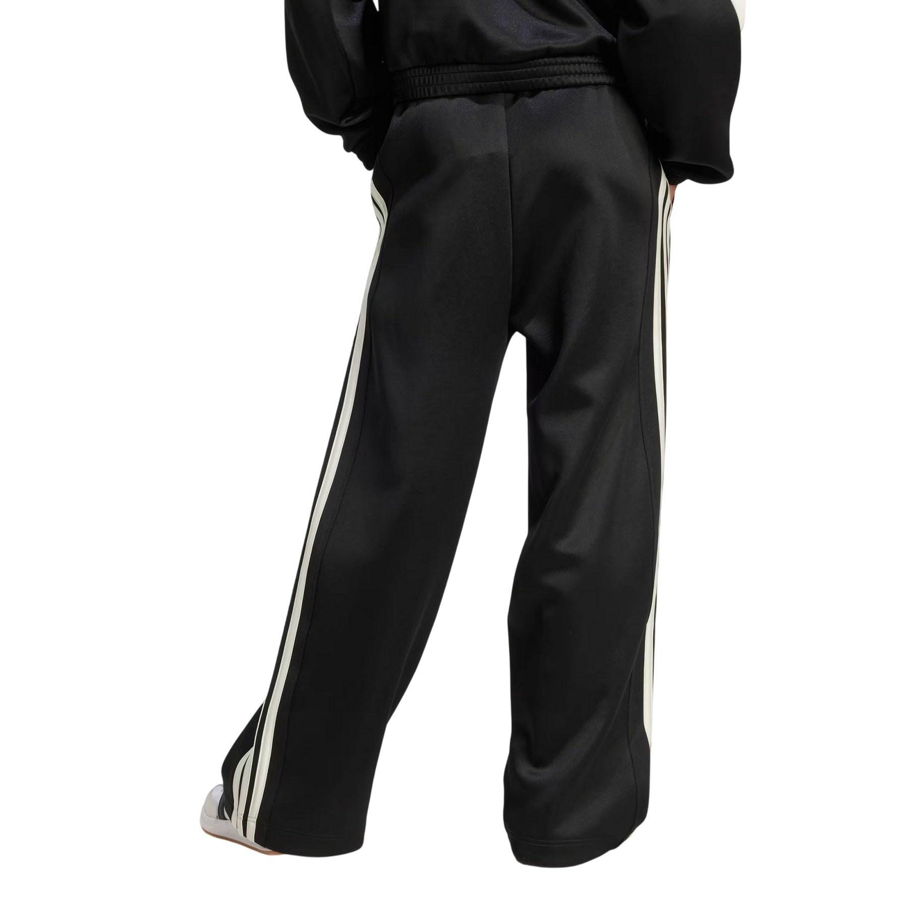 Black - Back - Adidas Womens-Ladies Firebird 3 Stripes Loose Jogging Bottoms