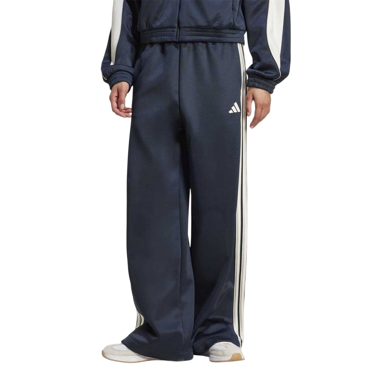 Navy - Front - Adidas Womens-Ladies Firebird 3 Stripes Loose Jogging Bottoms