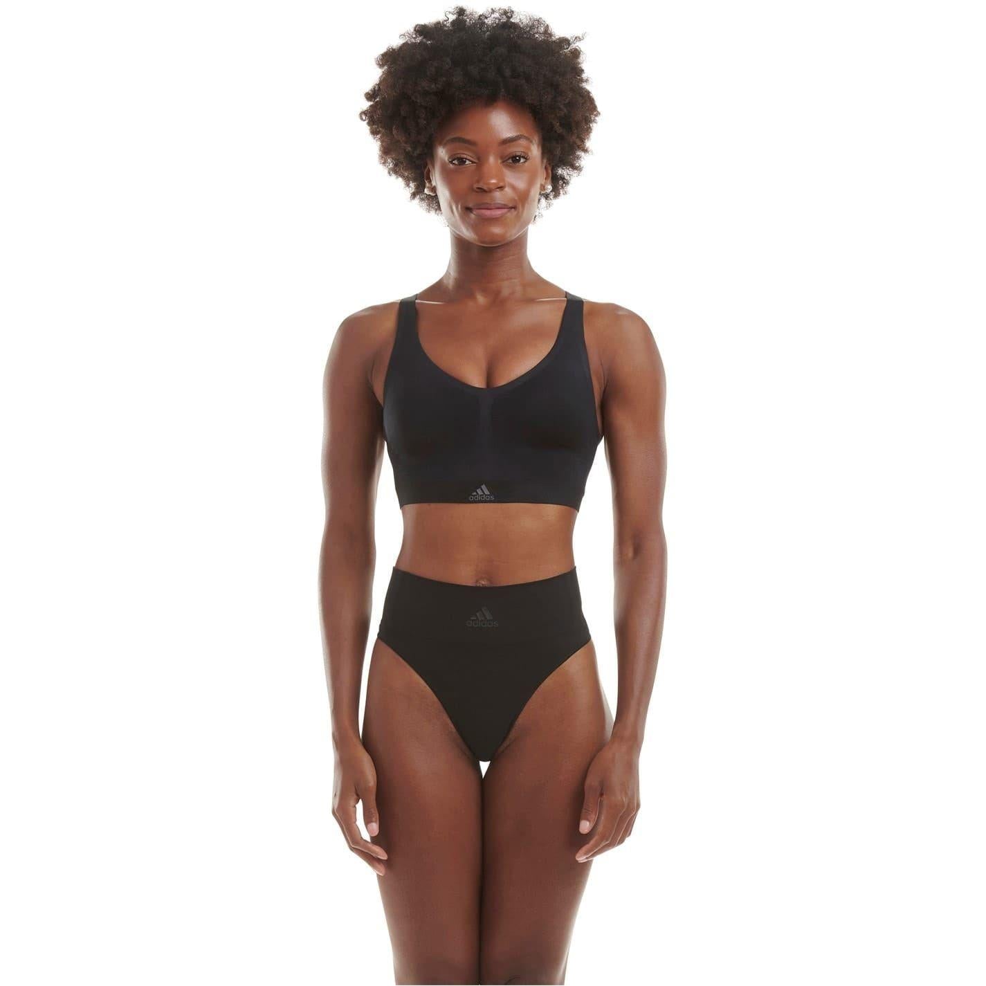 Black - Side - Adidas Womens-Ladies Seamless Thong