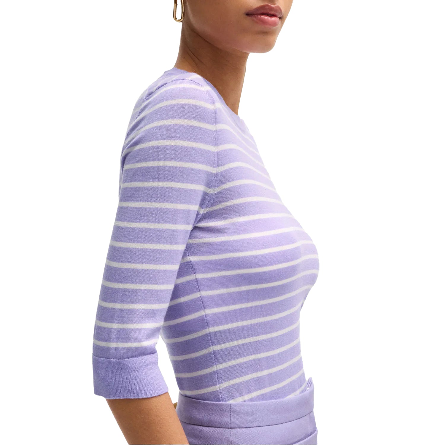 Purple - Side - Boss Womens-Ladies Faleenas1 Striped Sweater Top
