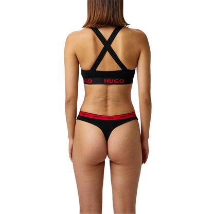 Black-Red - Back - Hugo Womens-Ladies Mid Rise Regular Thong