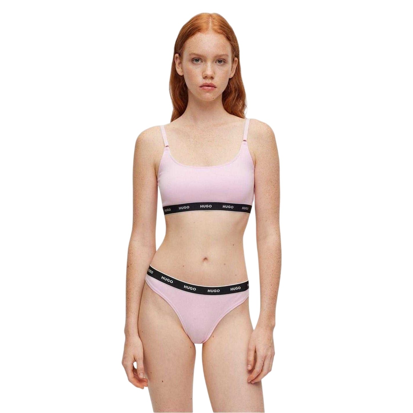 Pastel Pink - Side - Hugo Womens-Ladies Mid Rise Regular Thong