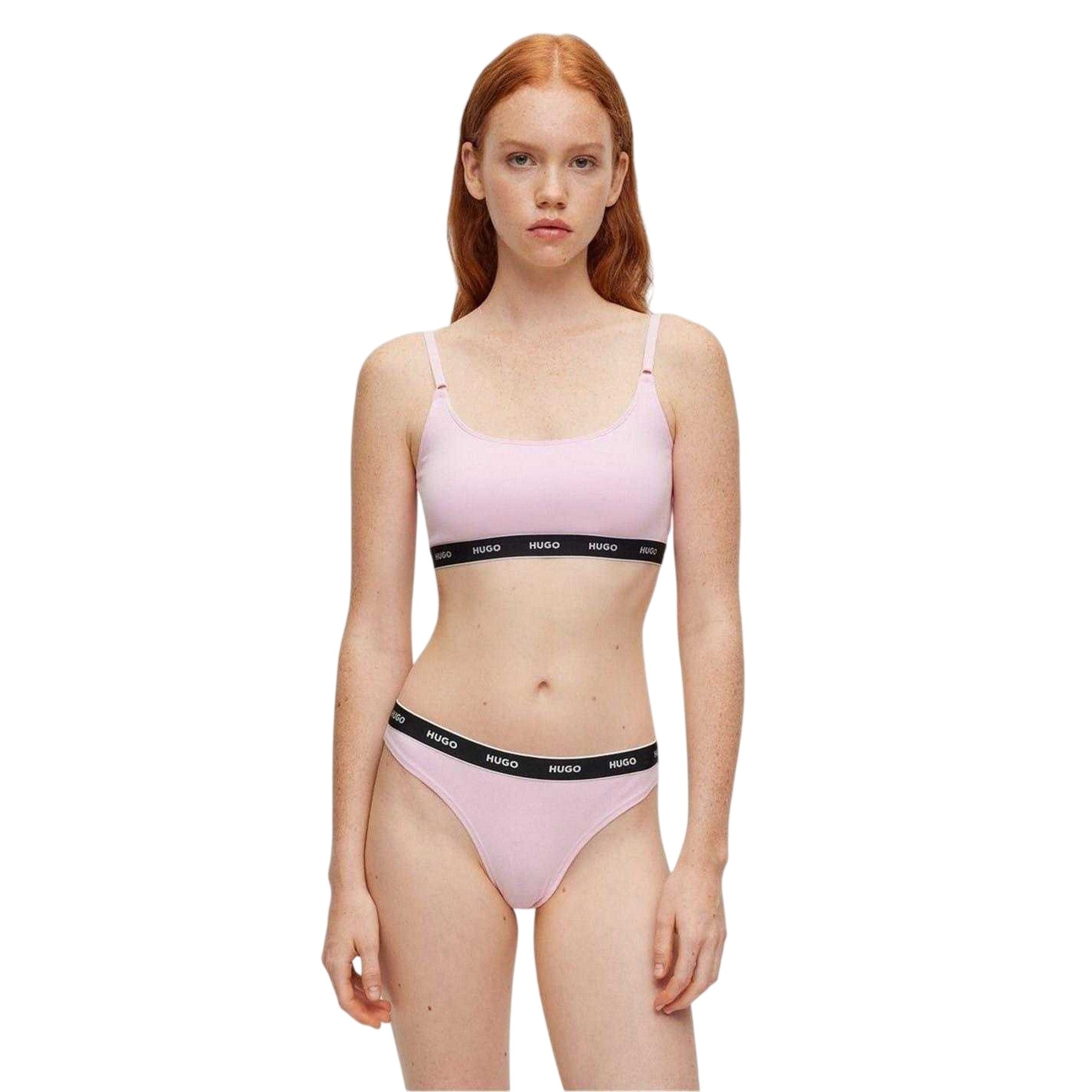 Pastel Pink - Side - Hugo Womens-Ladies Mid Rise Regular Thong