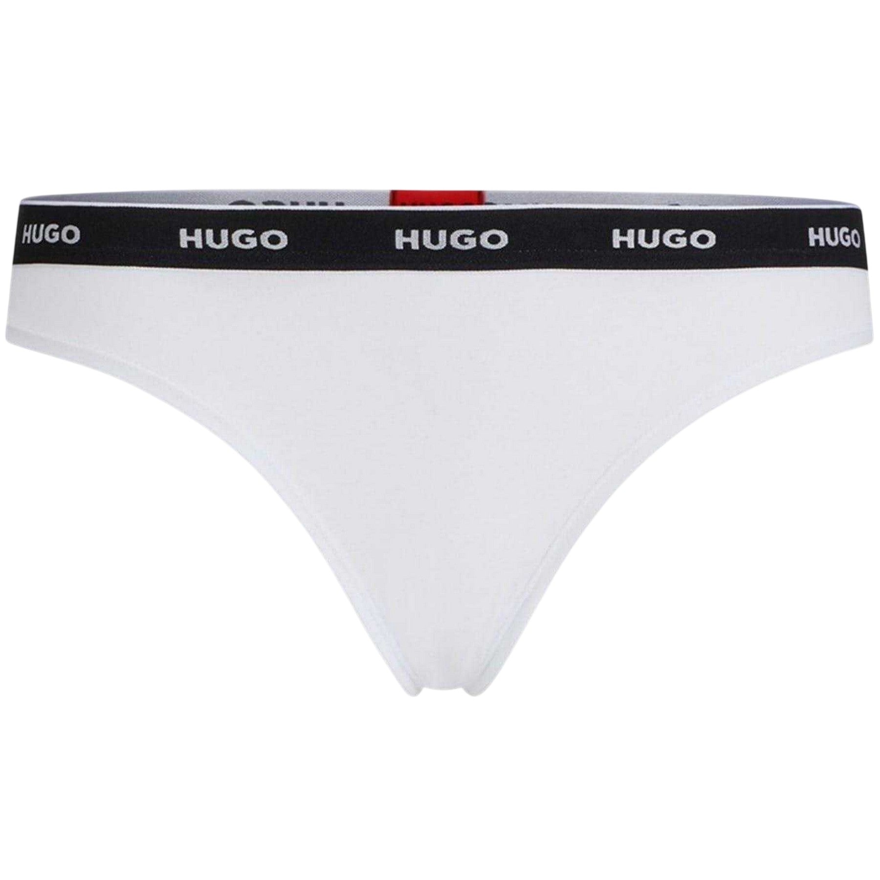 White - Front - Hugo Womens-Ladies Mid Rise Regular Thong