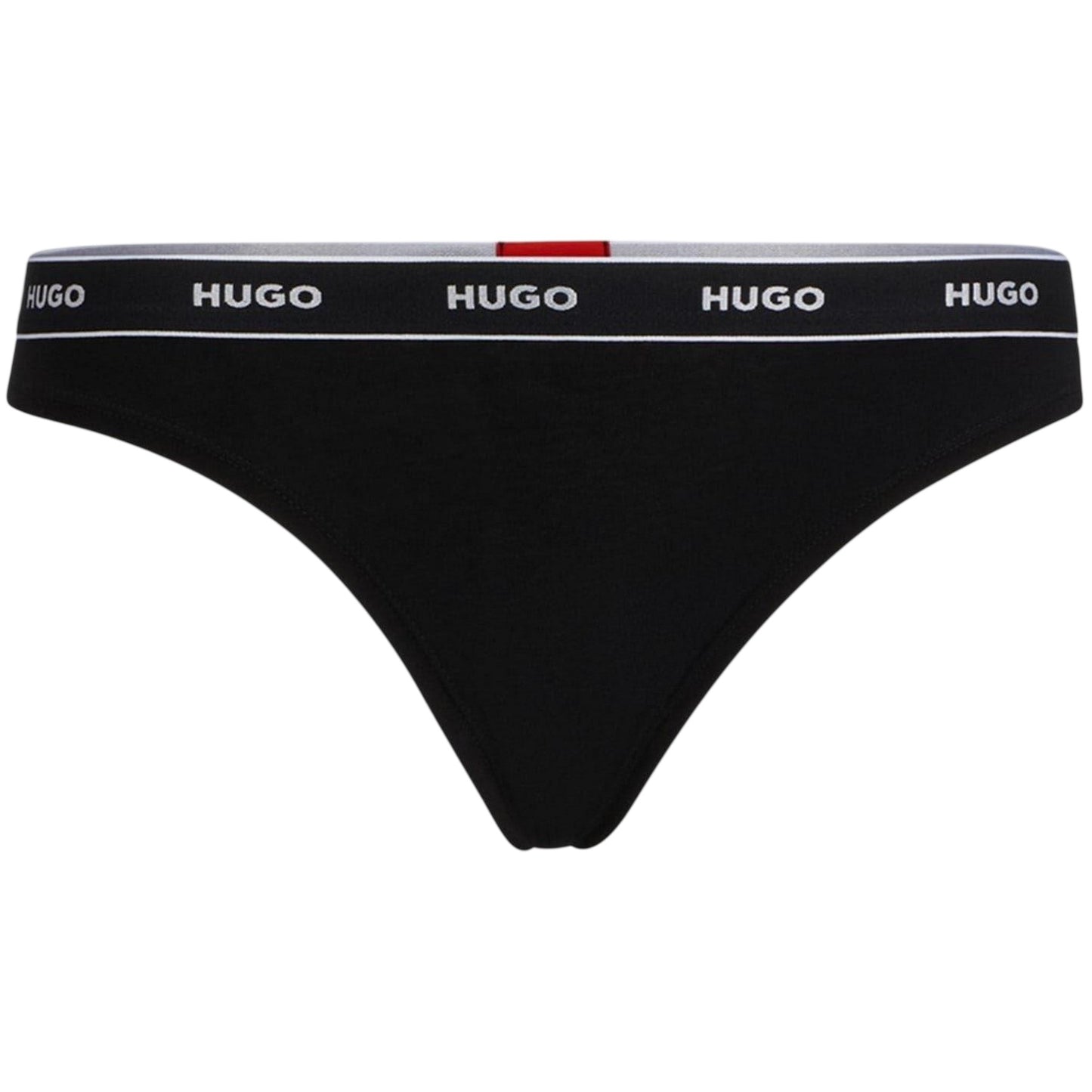 Black-White - Front - Hugo Womens-Ladies Mid Rise Regular Thong