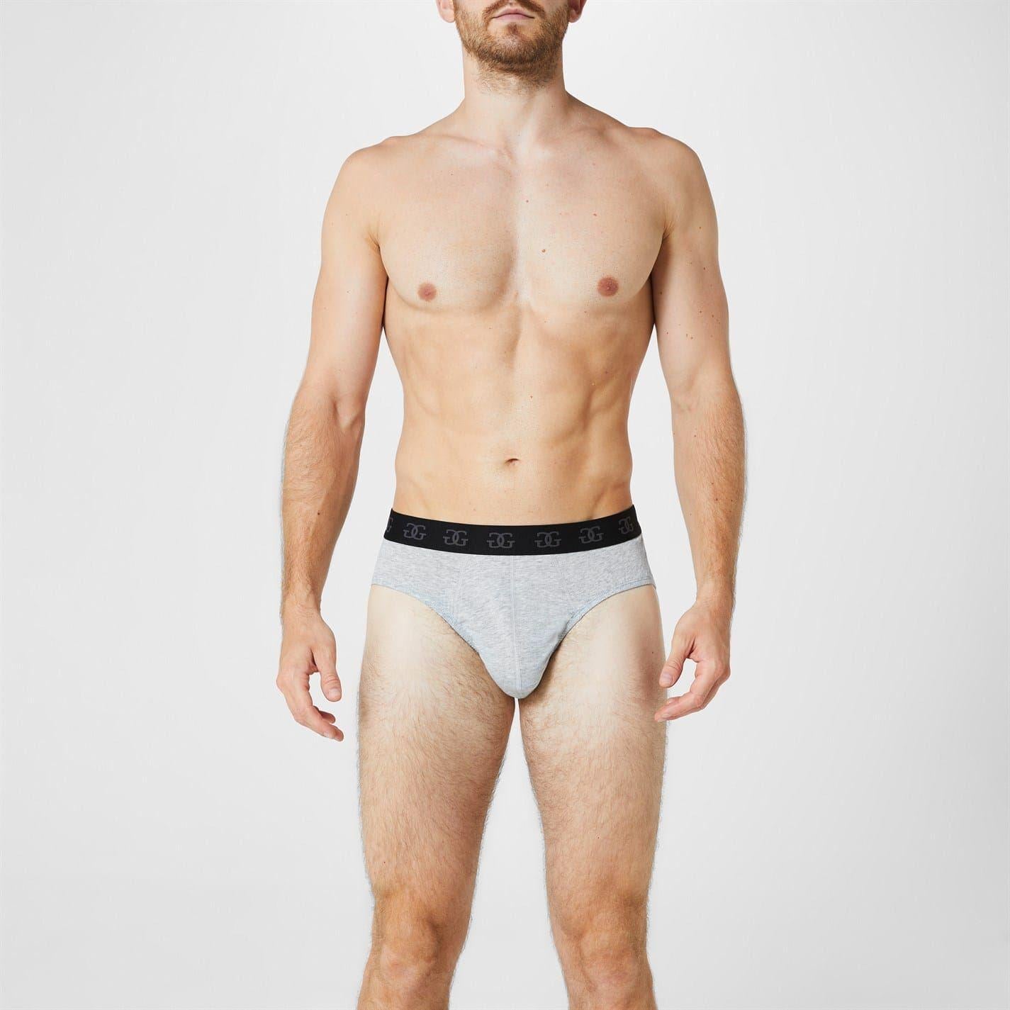 Charcoal-Grey-Black-Navy - Side - Giorgio Mens Essential Briefs (Pack of 5)