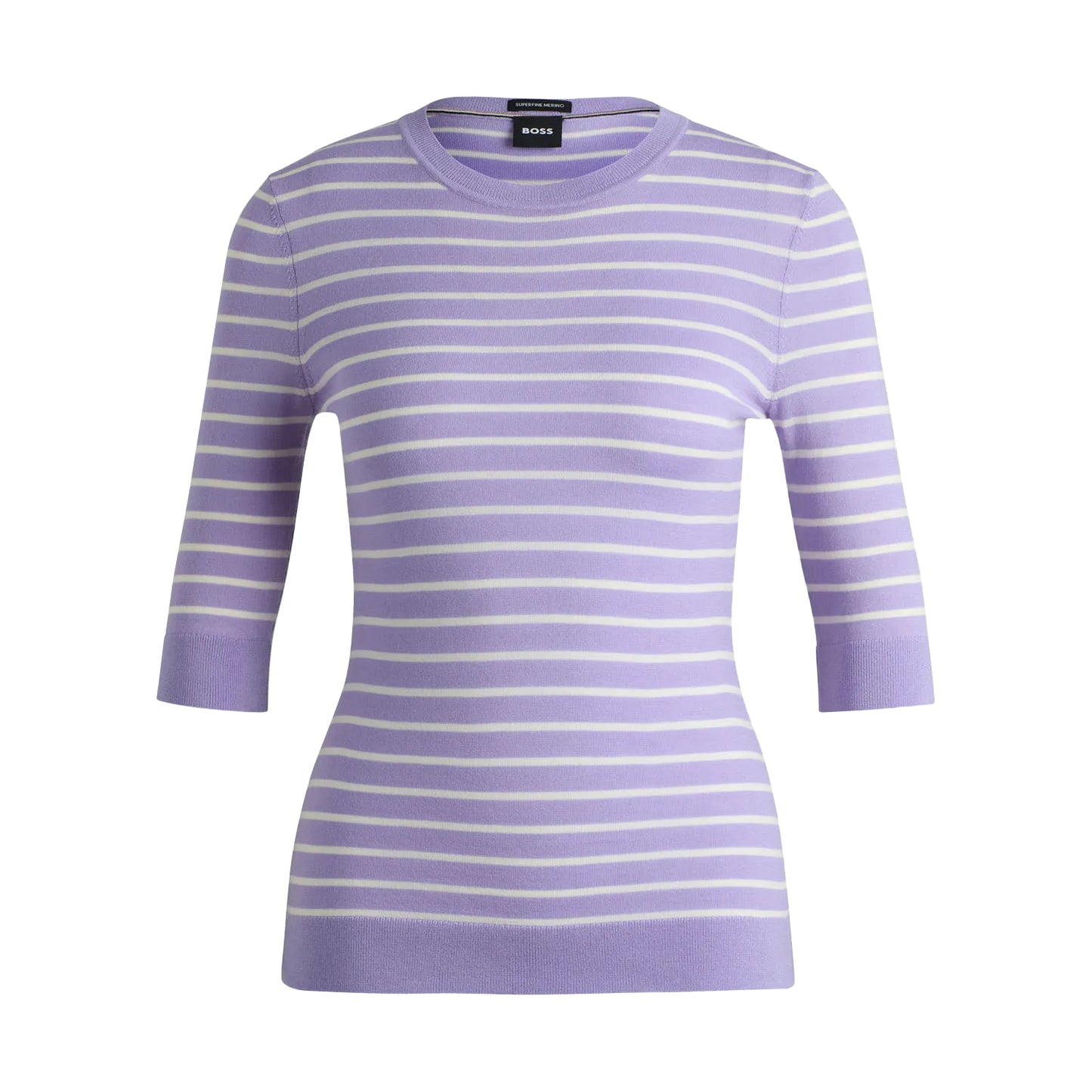 Purple - Front - Boss Womens-Ladies Faleenas1 Striped Sweater Top