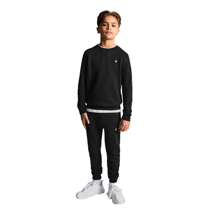 Black - Side - Lyle & Scott Childrens-Kids Cotton Crew Neck Sweatshirt